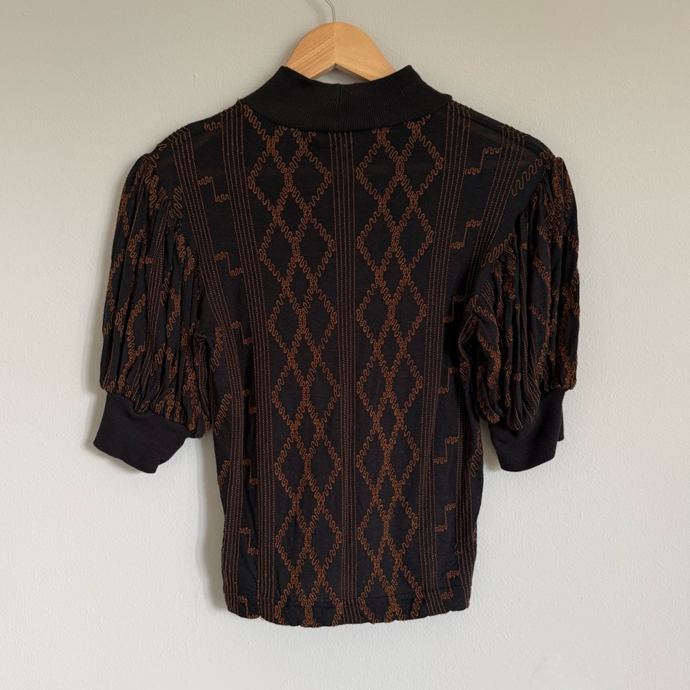 Free People Embroidered Puff Sleeve Top - Picture 5 of 7